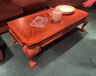 . . . oak ball and claw coffee table