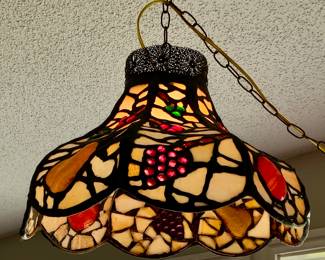 1970’s Fruit Motif Stain Glass Hanging Light