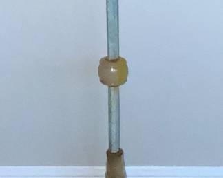 Vintage Art Deco Metal with Slag Glass Smoke Stand