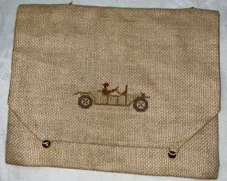 Vintage Linen Counted Cross-Stitch Pouch