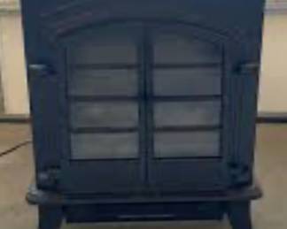 Electric Fireplace Heater w/ Fire Logs and a Remote  (15 amp, 120v outlet) .Double Glass Doors,  Black Metal 