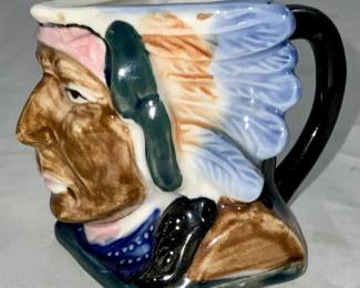 Vintage Occupied Japan Indian Chief Hand Painted Small Mug