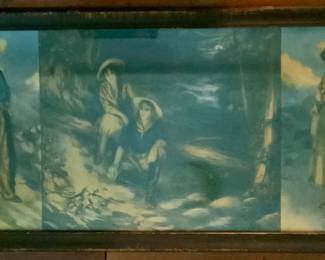 John Knowles Hare Western Romance three panel print with original frame c.1911 (30“ x 16“)