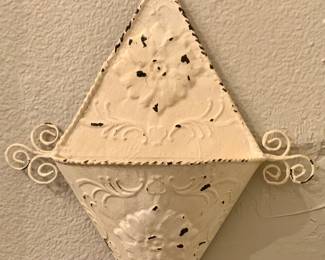 Vintage Replica Ceiling Tile Crafted Diamond Shaped White Paint Wall Pocket