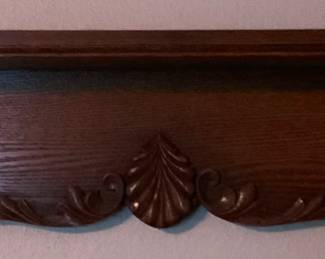 Antique Early 20th Century Oak Clock Shelf (30”W x 8”H x 6”D)