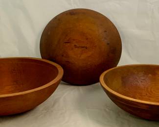 Collection is 3 Munising 11” - 13” Wood Dough Bowls
