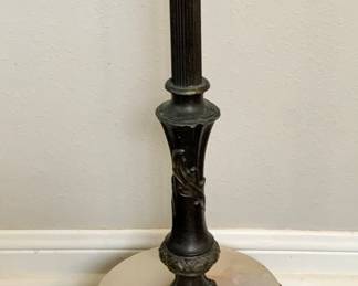 Antique Ashtray Stand with Cast Metal Base with Marble.   (24”H x 11”D)