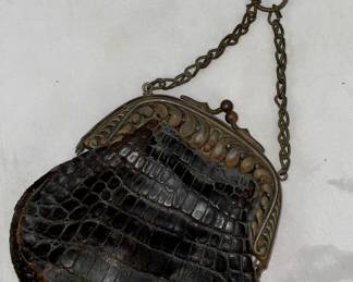 Antique Alligator Leather Chatelaine Coin Purse (c. Late 1800’s)