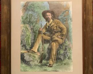 William Frederick “Buffalo Bill” Cody (1846-1917) Wood Framed, Matted (12 x 16) Vintage Print