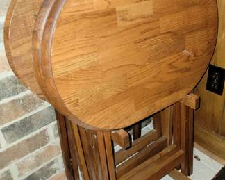 Wood TV Tray Set