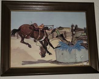 Framed cartoon print y Ace Reid