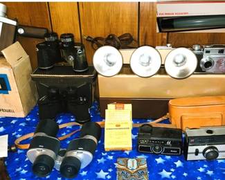 Retro camera equipment and binoculars