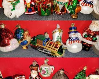 Glass ornaments by Radko and Old World