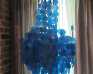 Blue Capiz Shell chandelier light