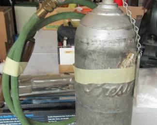Brazing torch and bottle.