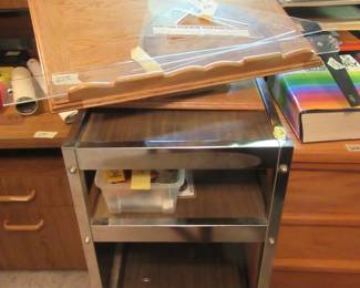 Rolling cart, small swivel podium.