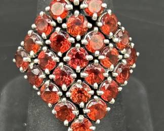 925 Silver w/ Rubelite Ring, Size 8, 
 TW 8.66g