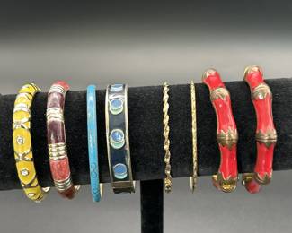 Costume Jewelry Bracelets, Including Enameled