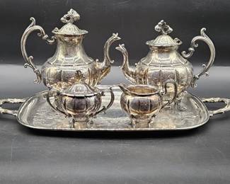 5) Silver Plate Coffee & Tea Set