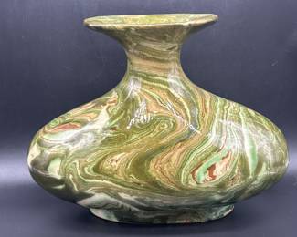 Glazed Green, Brown, & Orange Vase