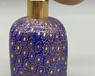 Cobalt Blue, Multicolored Art Glass Perfume Bottle