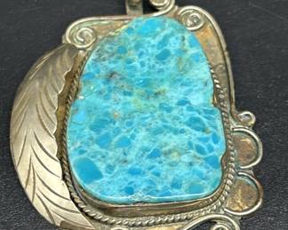 925 Silver w/ Turquoise Pendant, TW 17.46g