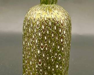 Green, Multicolored Art Glass Bottle Vase
