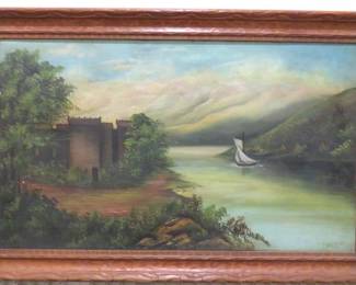 Antique Signed, '23 Canvas Oil Painting Boston, Mass