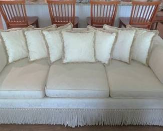 Cream Linen Sofa with Fring Bottom
