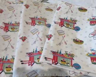 Vintage Small Square Barbecue Pattern Tablecloths 