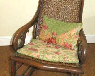 Antique Lincoln Rocking Chair Cane Seat & Back