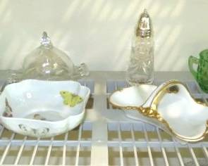 Vintage Green Vaseline/Uranium Depression Glass Cream & Sugar Sets & Small Bowl