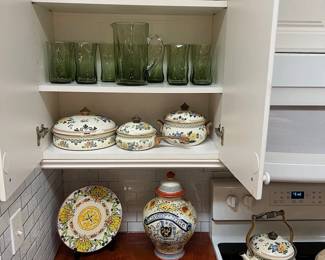 enamel cookware, glasses/pitcher, Hapton Silversmiths stainless