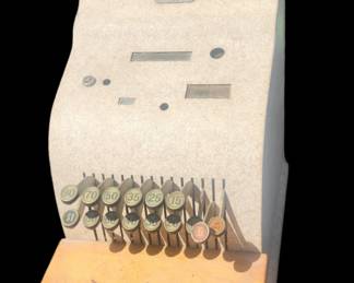 Old heavy cash register with keys