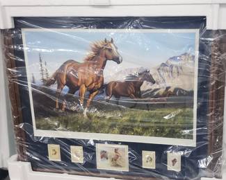 Horse print and framed stamps