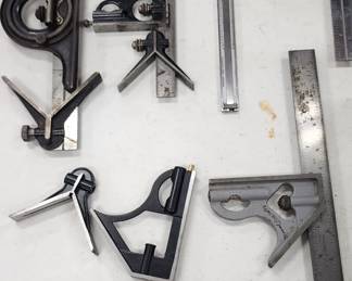 Various combination squares including Starrett, Empire and Work Zone