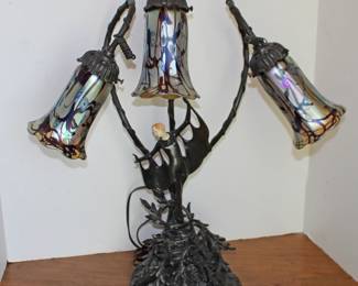 Carl Radke Lamp & Trumpet Shades in a Chiparus Figural Style