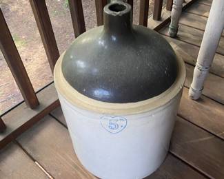 Vintage Blue Heart  Stoneware Whiskey Crock Jug