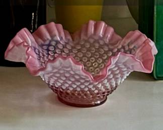 Fenton Hobnail Cranberry Bowl