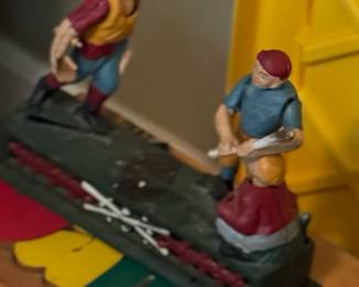 Vintage Mechanical Baseball Cast Iron Bank Hometown Battery Collectible