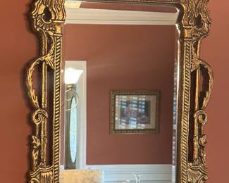 Large 1990s Chinese Chippendale Style Gold Mirror