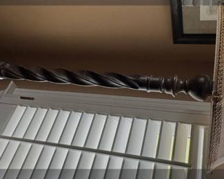 Baroque Style Stained Spiral Turned Wood Floor Lamp,