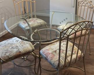 Metal & glass kitchen table with chairs 
