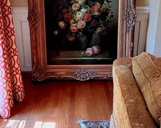 Monumental vintage framed oil on canvas...