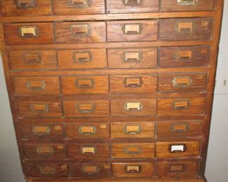 Antique oak card file 