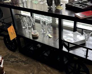 Very nice rolling Bar Cart and bar accessories