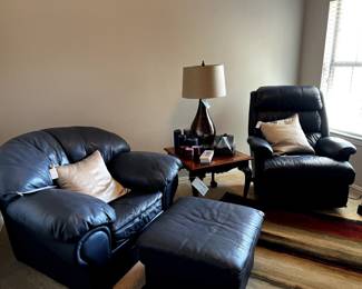 Leather furniture, chairs, sofa, loveseat and ottoman.