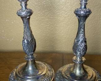 2 Silver Plate Heritage 1847 Rogers Bros Candle Sticks 11 In