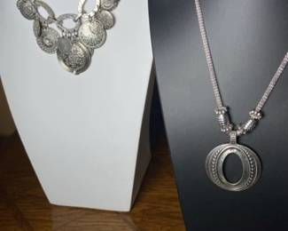 2 Silvertone Necklaces