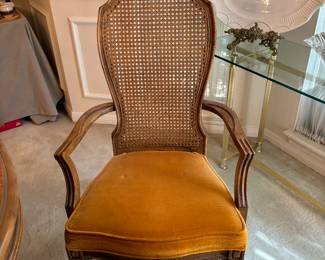 Wood and cane dining chairs